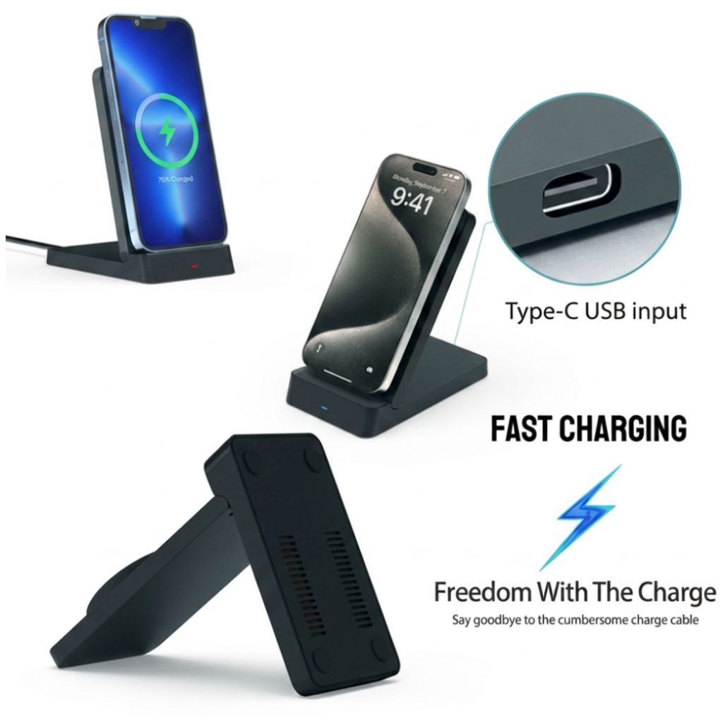 MagSafe-Compatible Foldable Wireless Charging Stand