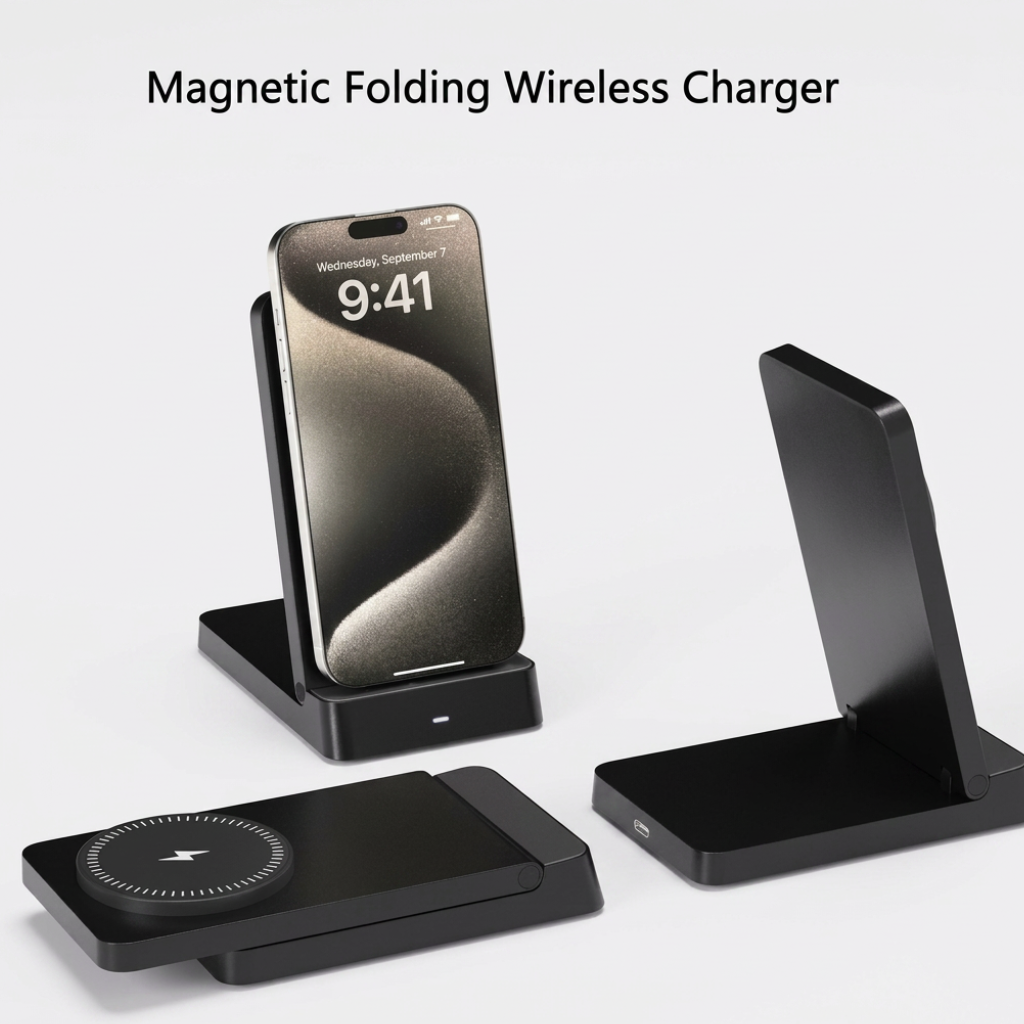 MagSafe-Compatible Foldable Wireless Charging Stand
