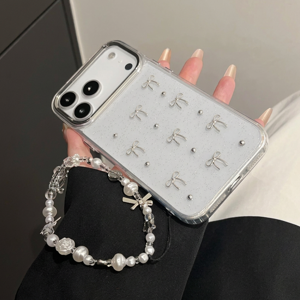 Glitter Bow iPhone Case with Lanyard