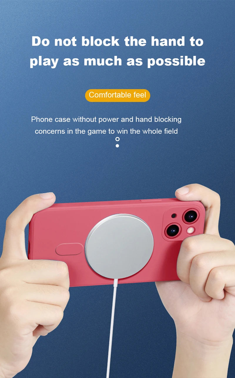 For Magsafe Magnetic Wireless Charge Case For iPhone 14 13 12 11 15 Pro Max Mini XR X S 7 8 Plus Soft Liquid Silicone Back Cover