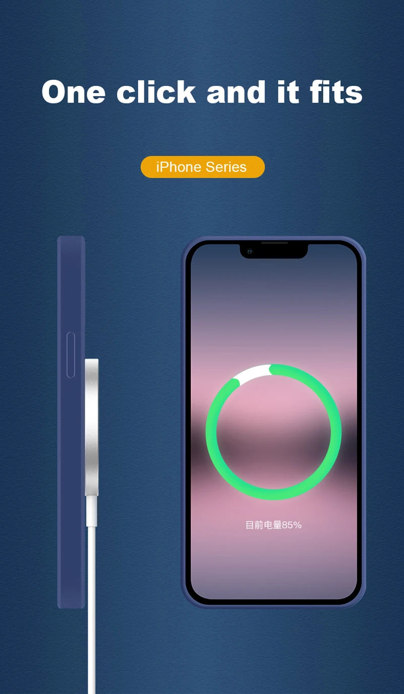For Magsafe Magnetic Wireless Charge Case For iPhone 14 13 12 11 15 Pro Max Mini XR X S 7 8 Plus Soft Liquid Silicone Back Cover