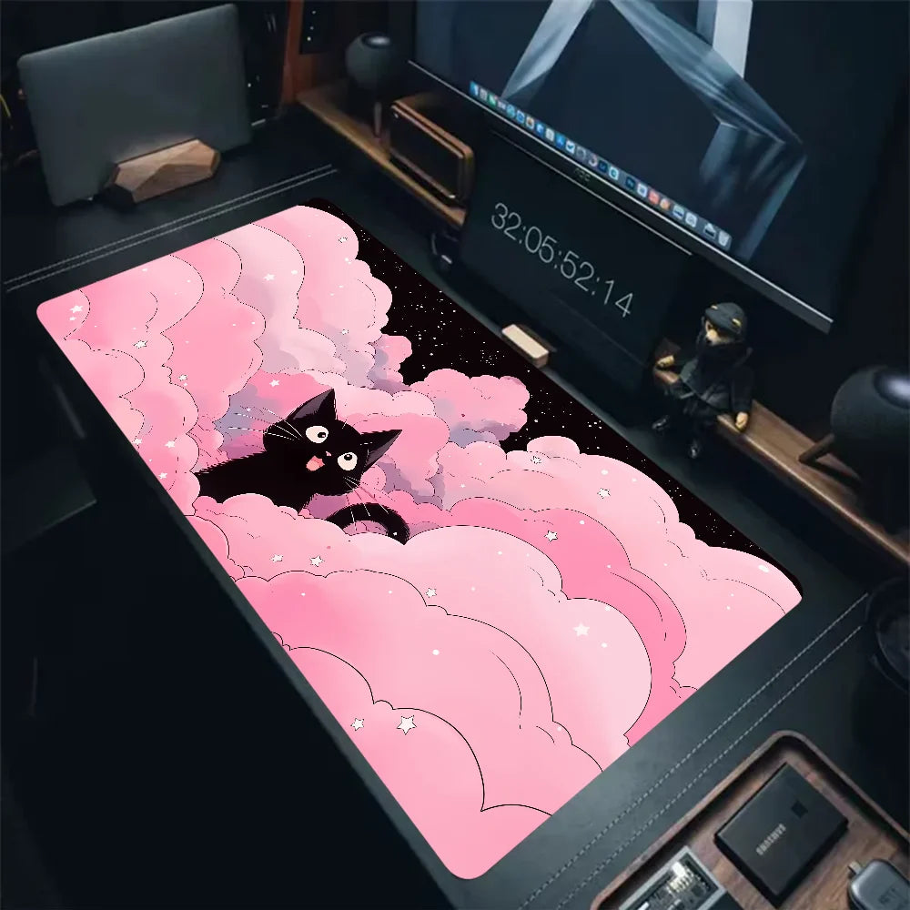 Black Cat Clouds XXL Desk Mat