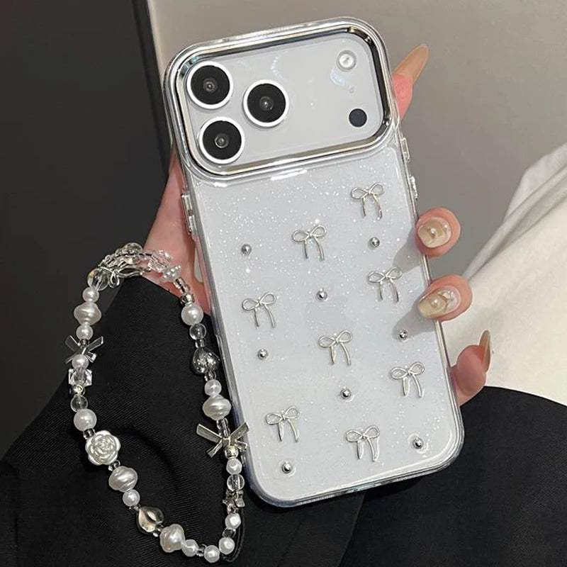 Glitter Bow iPhone Case with Lanyard