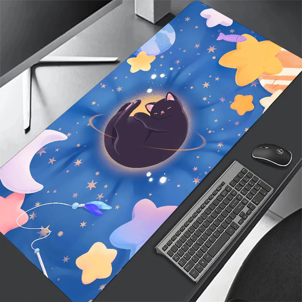 Black Cat Clouds XXL Desk Mat