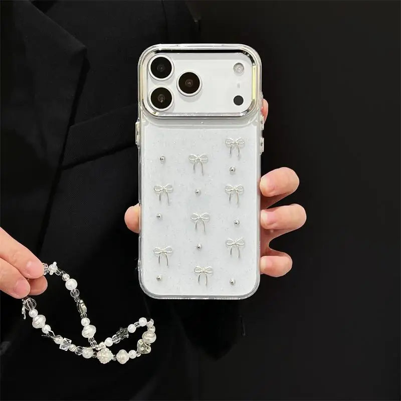 Glitter Bow iPhone Case with Lanyard