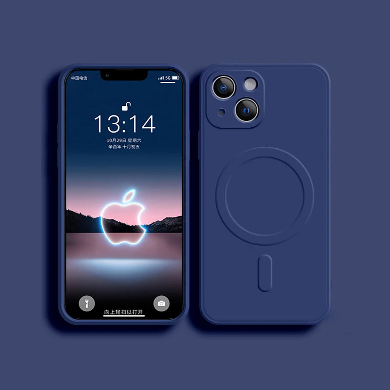 For Magsafe Magnetic Wireless Charge Case For iPhone 14 13 12 11 15 Pro Max Mini XR X S 7 8 Plus Soft Liquid Silicone Back Cover