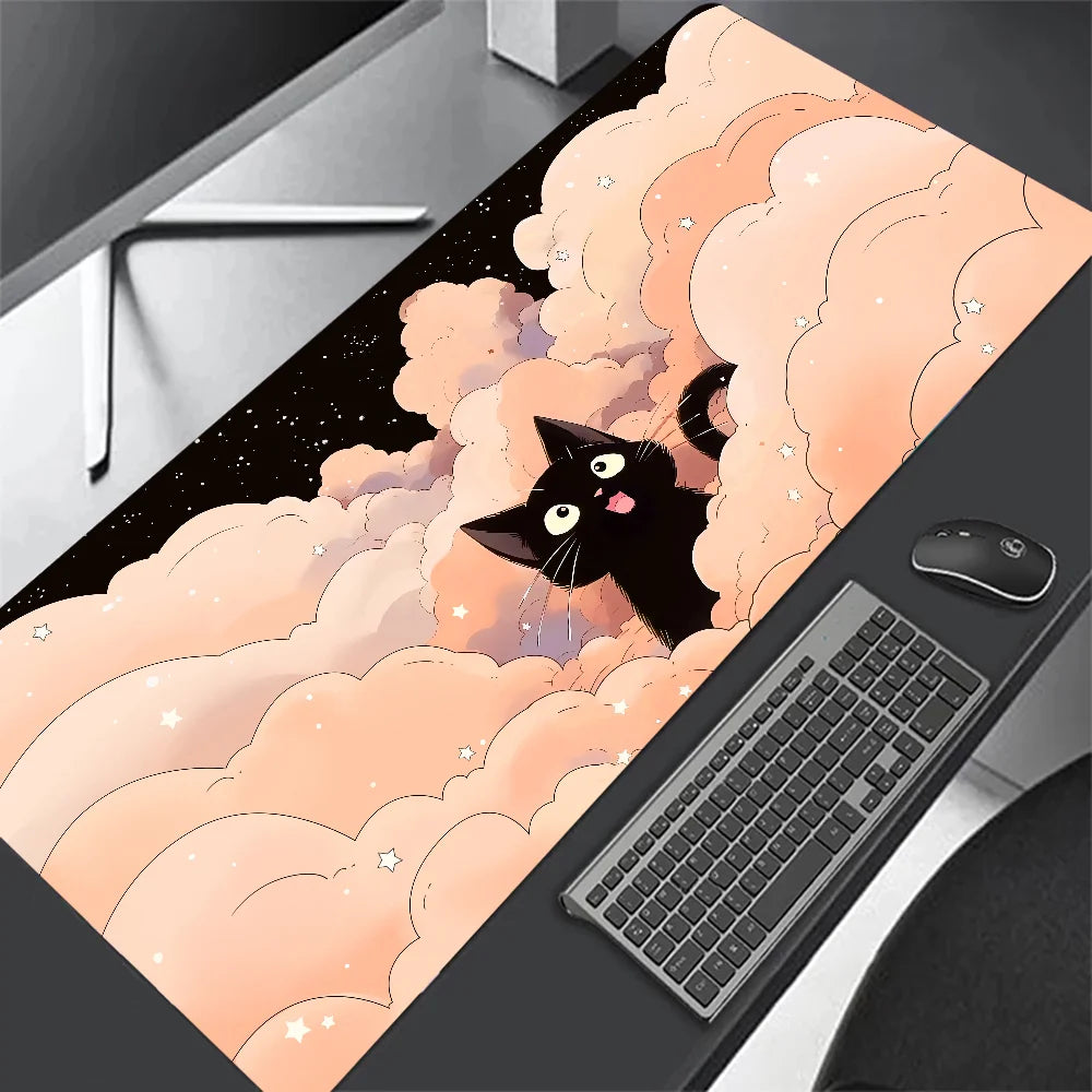 Black Cat Clouds XXL Desk Mat